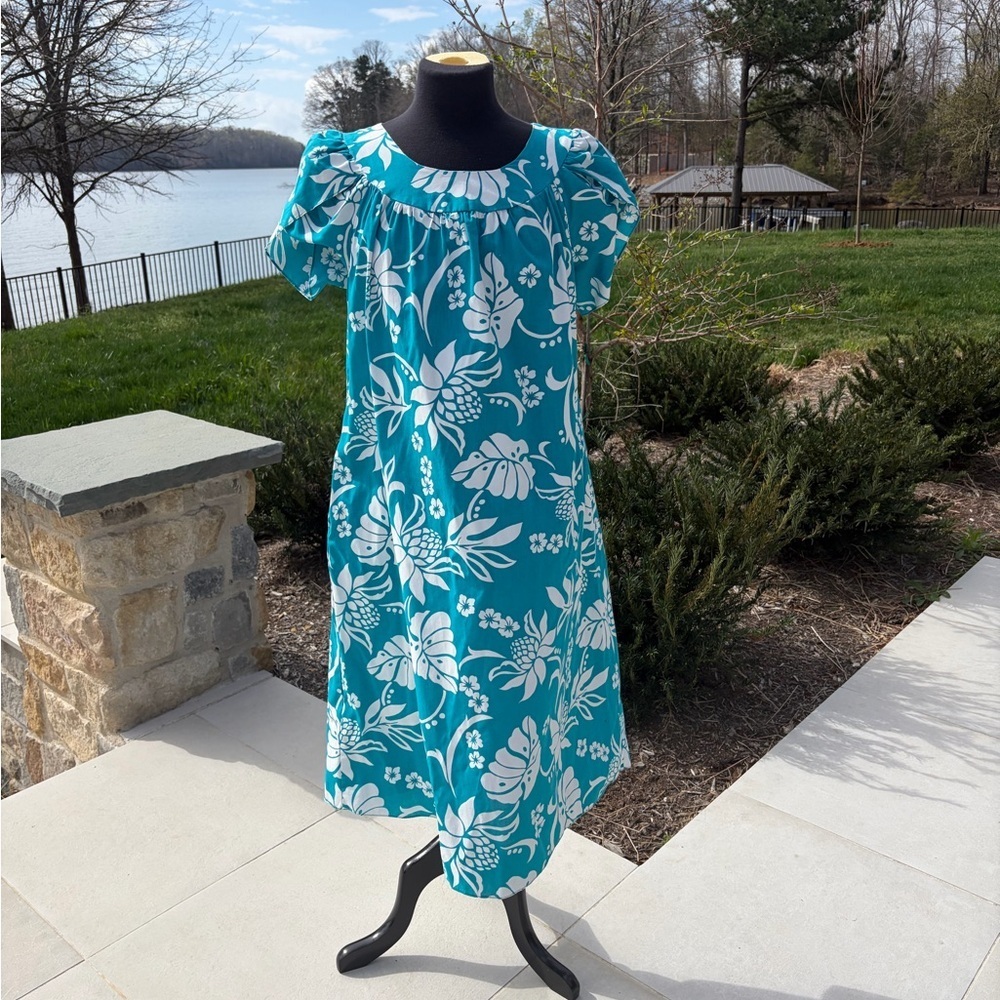 Vintage Hawaiian pineapple dress Shanon Marie made in Hawaii tropical midi M